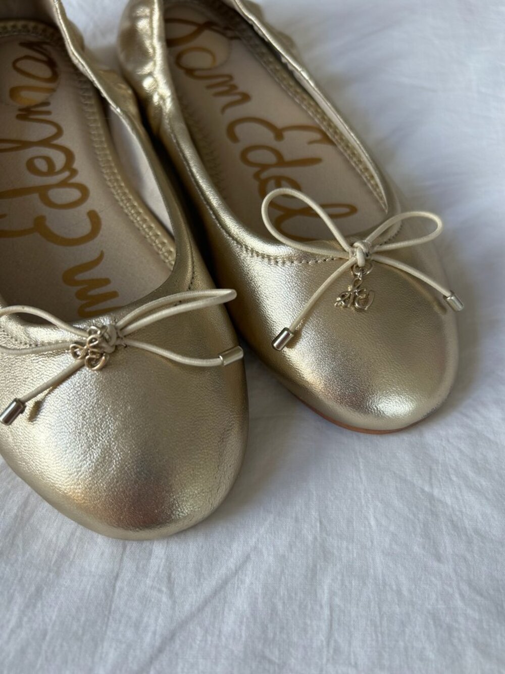 Girls Sam Edelman "Felicia" Gold Metallic Ballet Flats